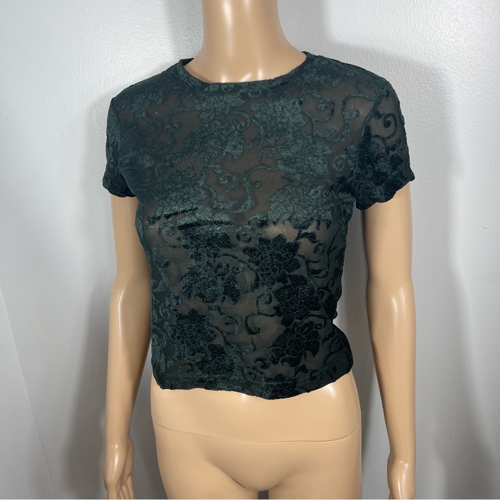 Sheer Lace Top in Dark Green